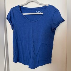 LOFT Blue Fitted Cap Sleeve Tee size small